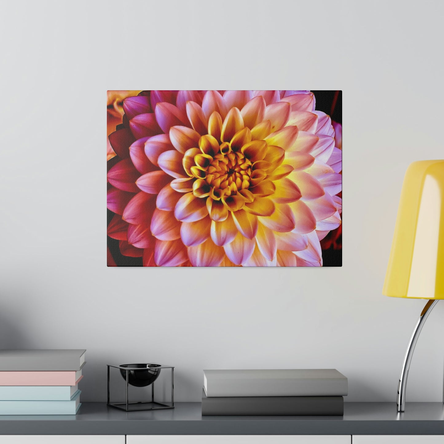 Colorful Dahlia on Matte Canvas, Stretched, 0.75"
