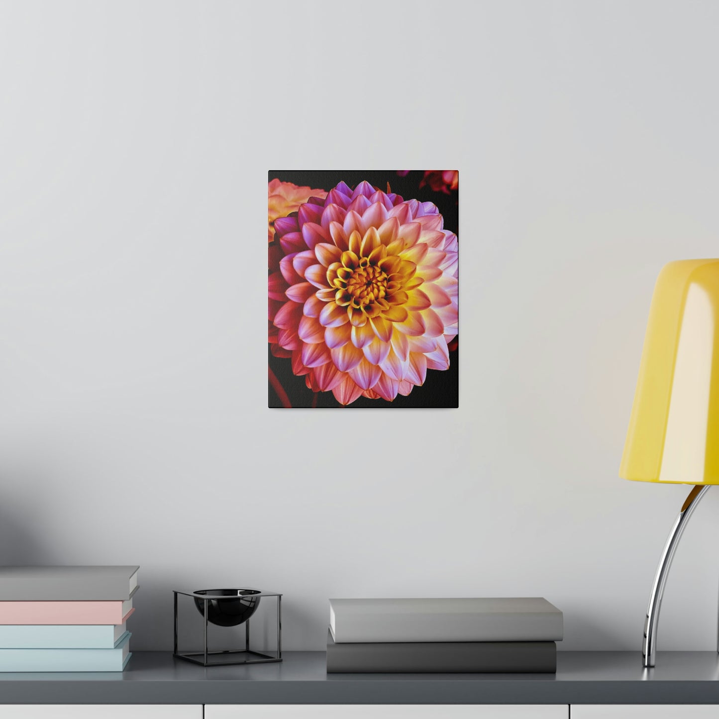 Colorful Dahlia on Matte Canvas, Stretched, 0.75"