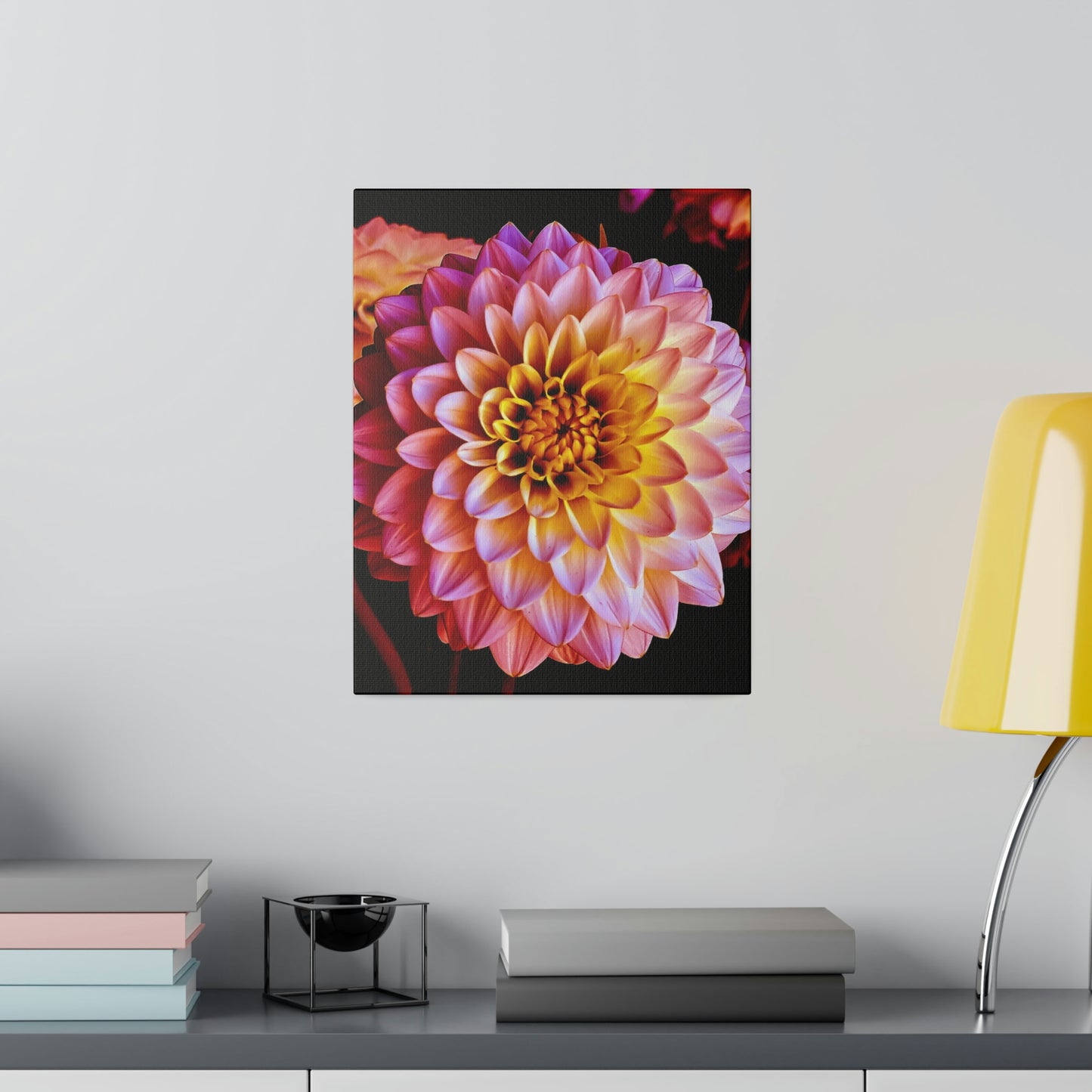 Colorful Dahlia on Matte Canvas, Stretched, 0.75"