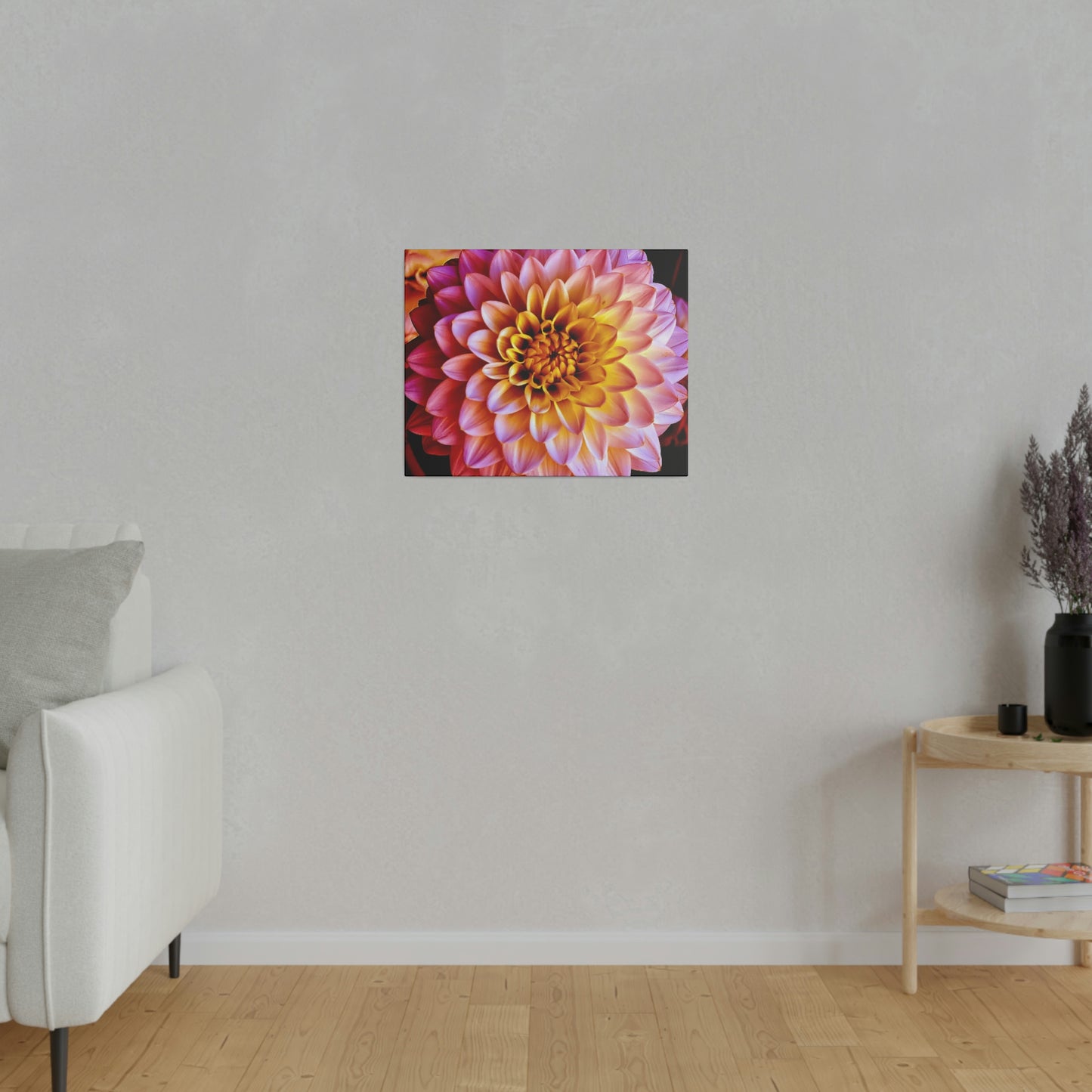 Colorful Dahlia on Matte Canvas, Stretched, 0.75"