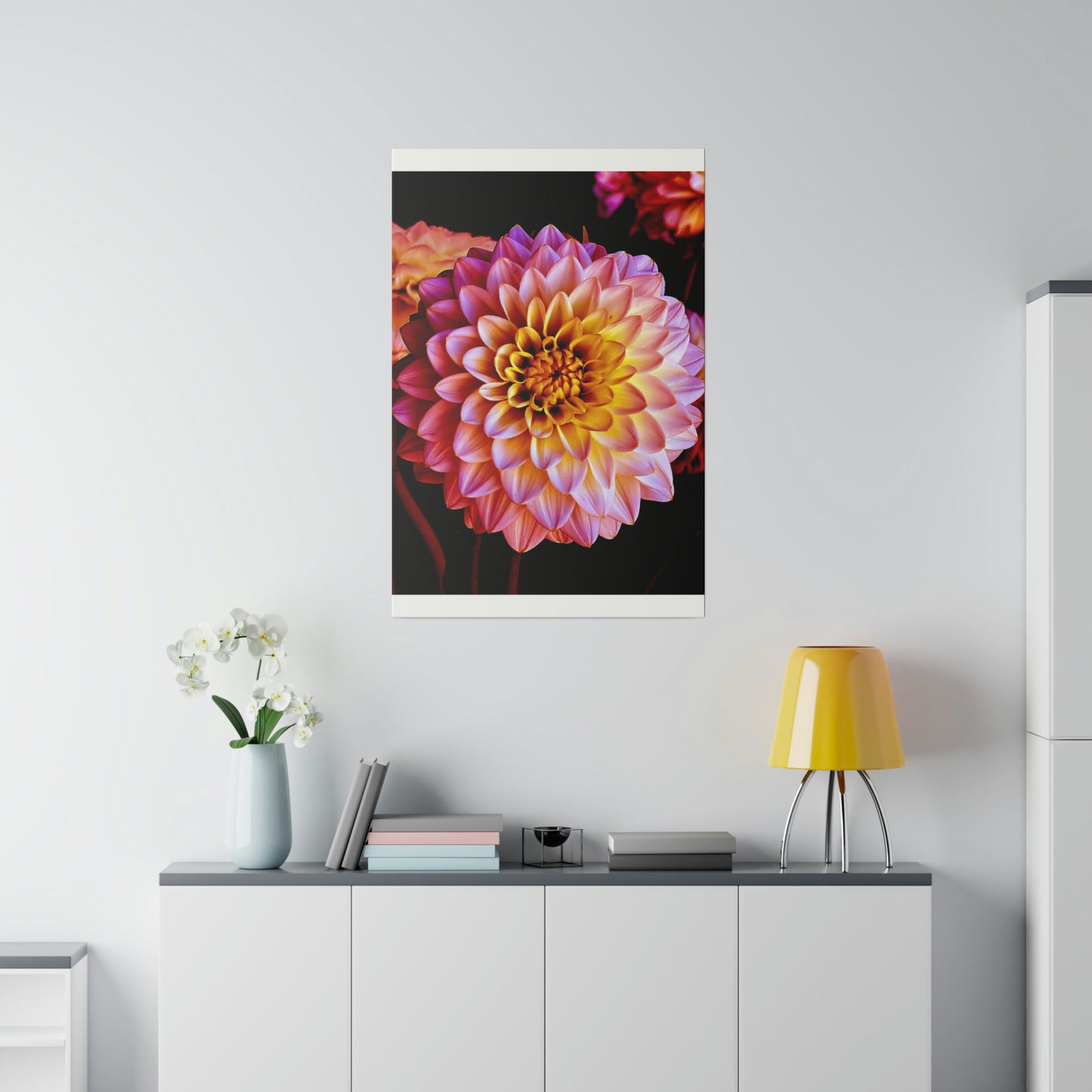 Colorful Dahlia on Matte Canvas, Stretched, 0.75"