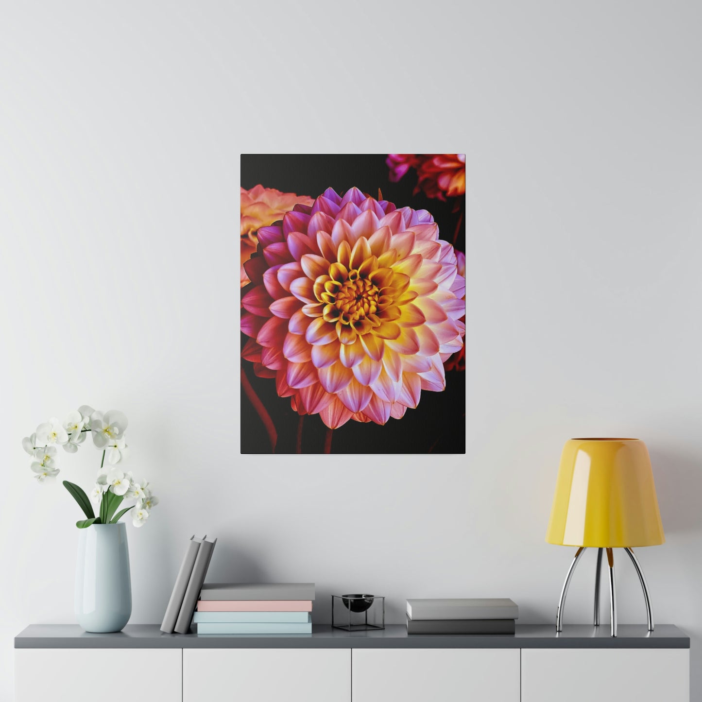Colorful Dahlia on Matte Canvas, Stretched, 0.75"
