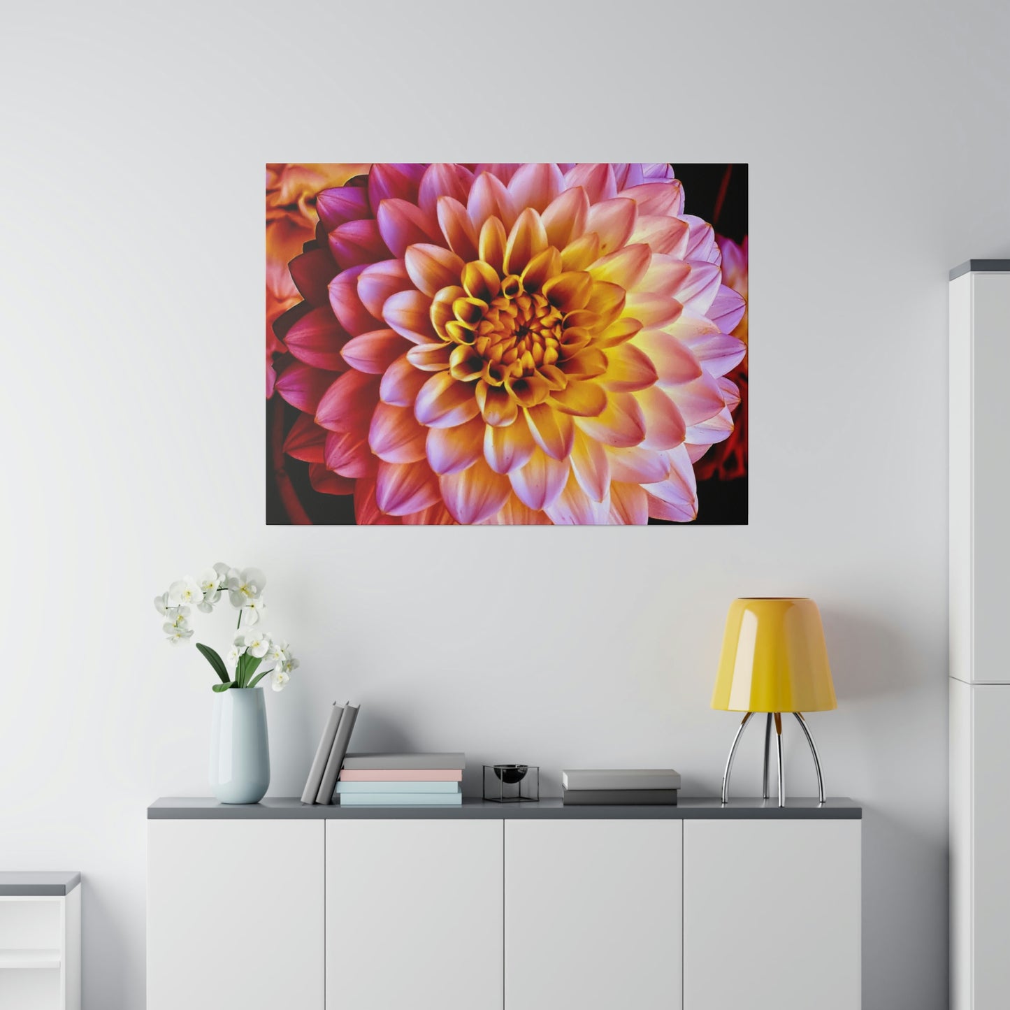 Colorful Dahlia on Matte Canvas, Stretched, 0.75"
