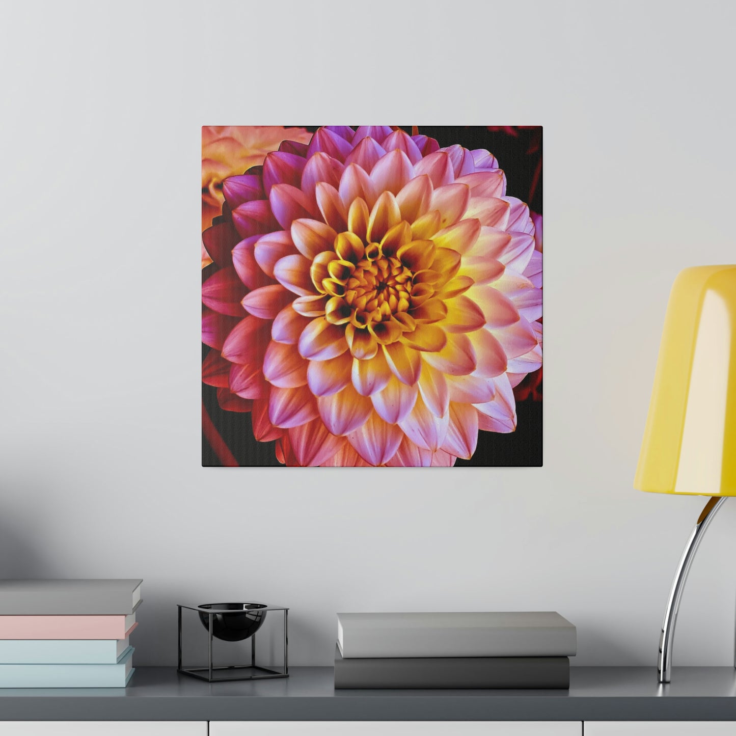Colorful Dahlia on Matte Canvas, Stretched, 0.75"