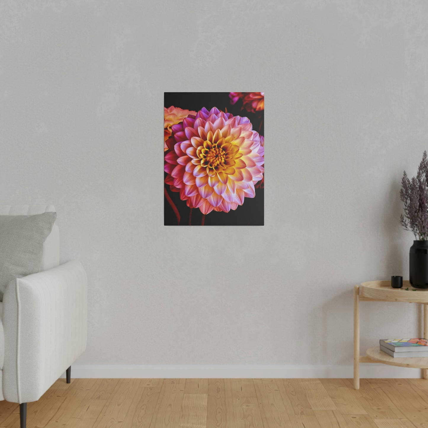 Colorful Dahlia on Matte Canvas, Stretched, 0.75"