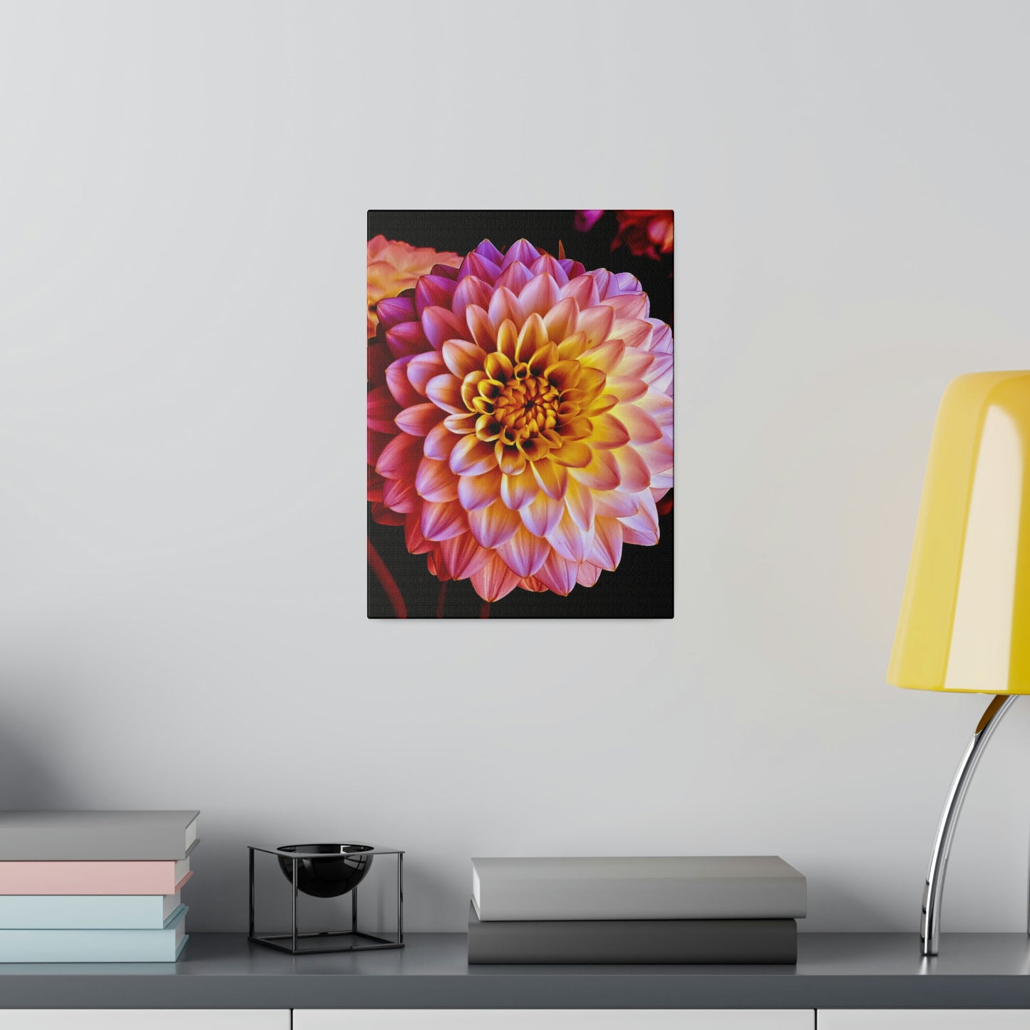 Colorful Dahlia on Matte Canvas, Stretched, 0.75"