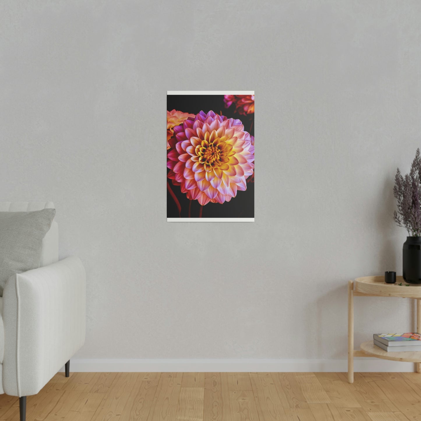 Colorful Dahlia on Matte Canvas, Stretched, 0.75"