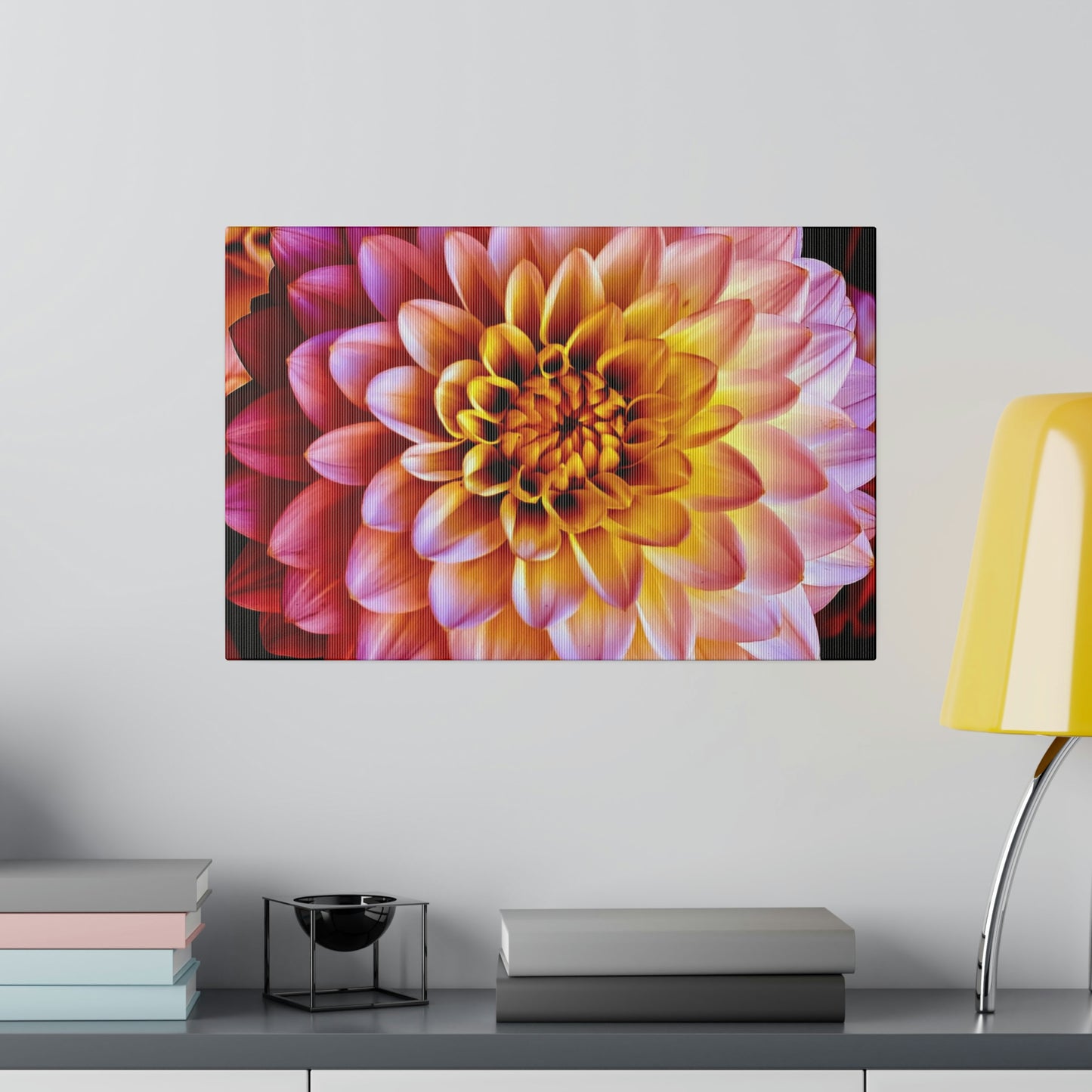 Colorful Dahlia on Matte Canvas, Stretched, 0.75"
