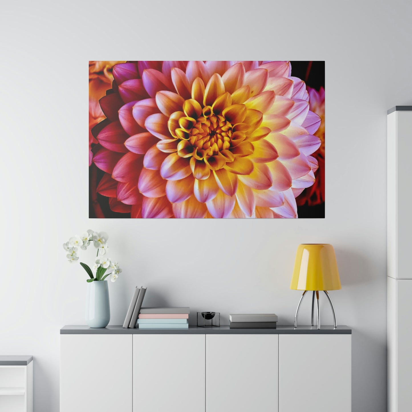 Colorful Dahlia on Matte Canvas, Stretched, 0.75"