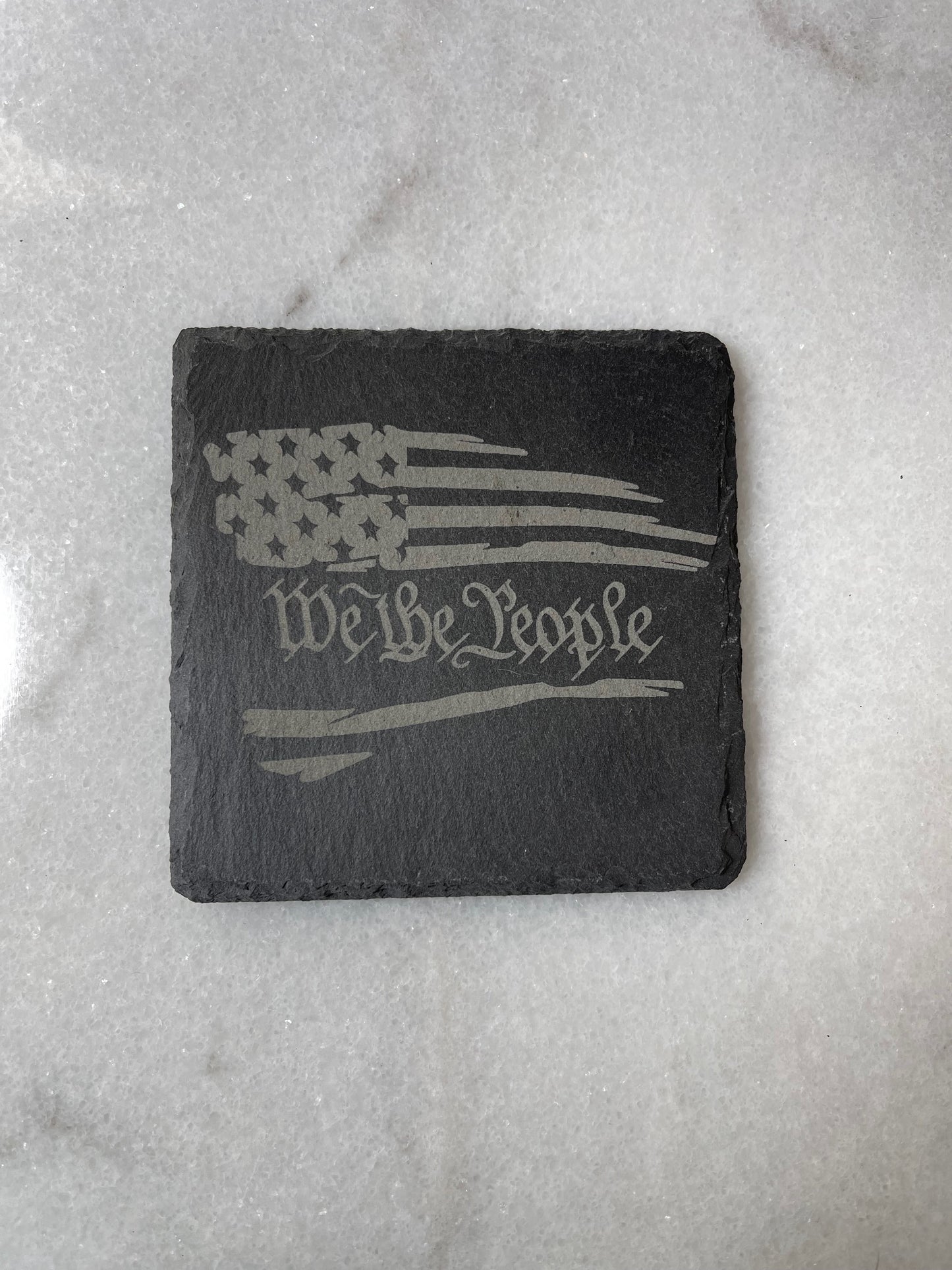 Patriotic rough edge slate coaster (4x4) Square