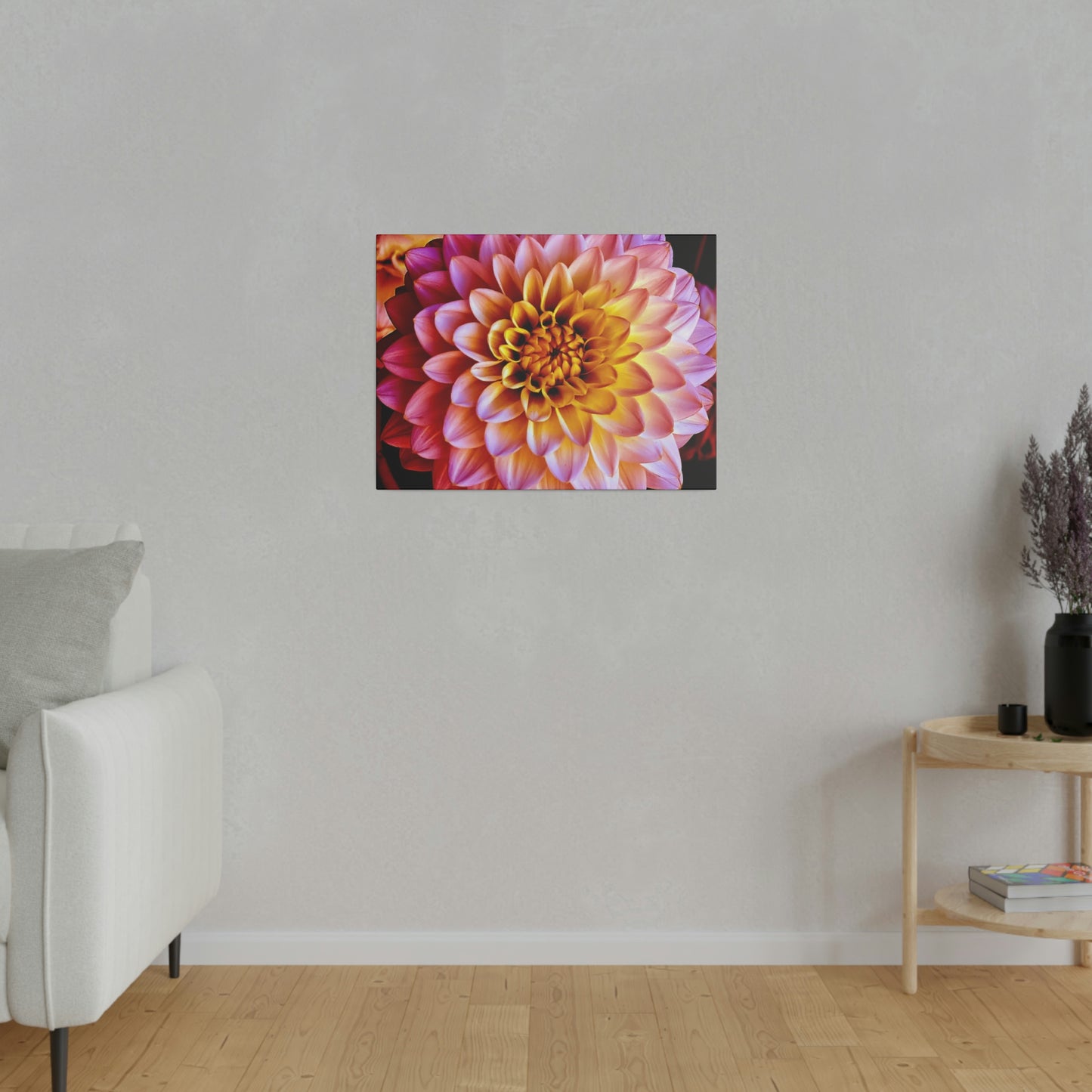 Colorful Dahlia on Matte Canvas, Stretched, 0.75"