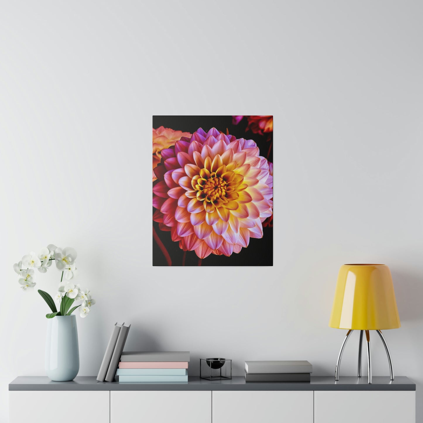 Colorful Dahlia on Matte Canvas, Stretched, 0.75"
