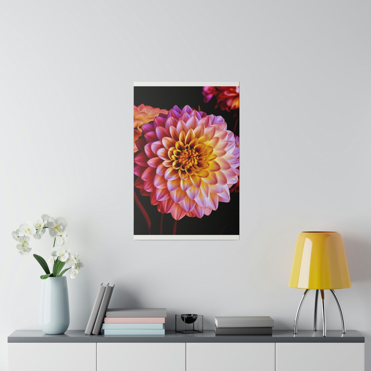 Colorful Dahlia on Matte Canvas, Stretched, 0.75"