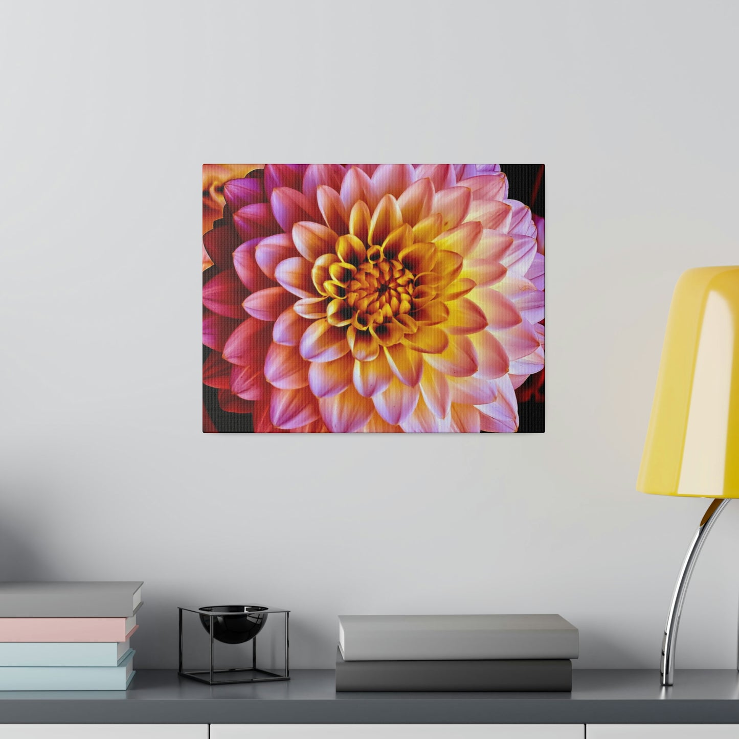 Colorful Dahlia on Matte Canvas, Stretched, 0.75"