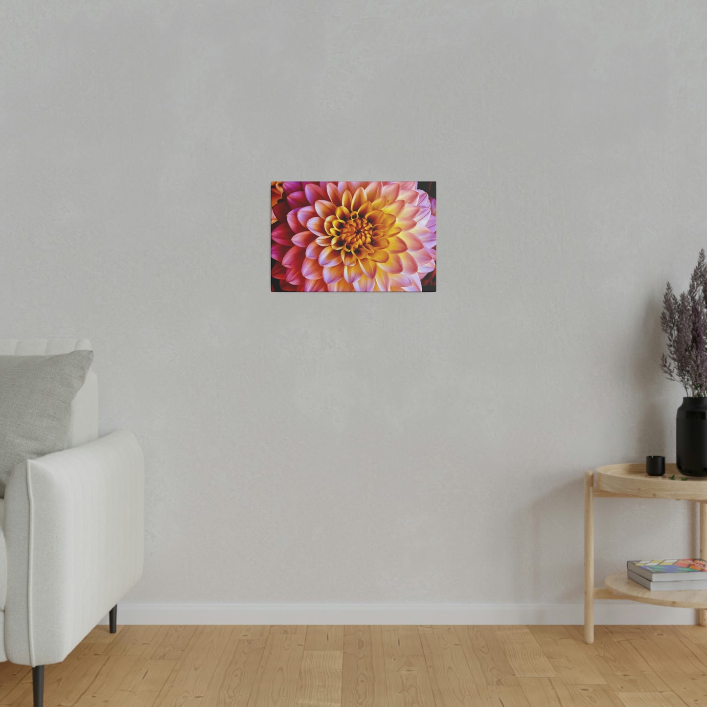 Colorful Dahlia on Matte Canvas, Stretched, 0.75"
