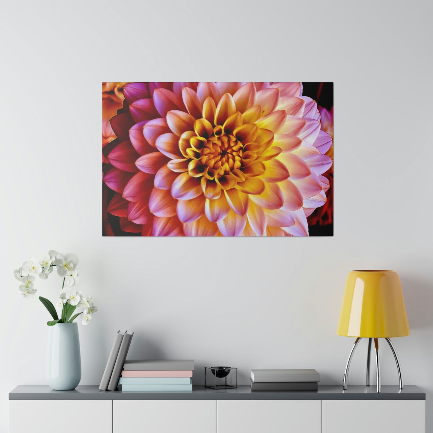Colorful Dahlia on Matte Canvas, Stretched, 0.75"