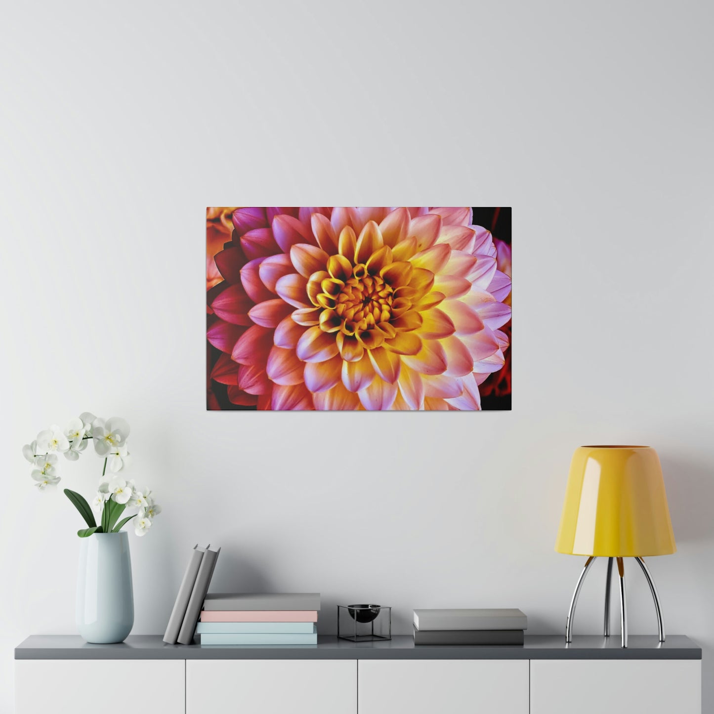 Colorful Dahlia on Matte Canvas, Stretched, 0.75"