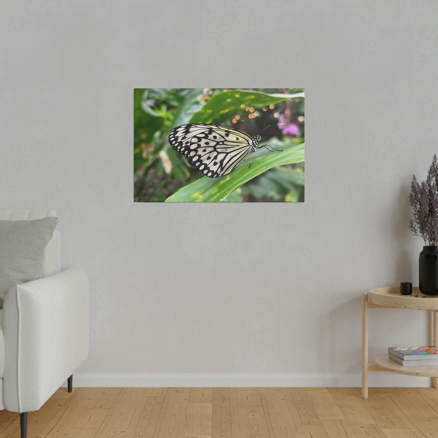 Black and White Butterfly on Matte Canvas, Stretched, 0.75"