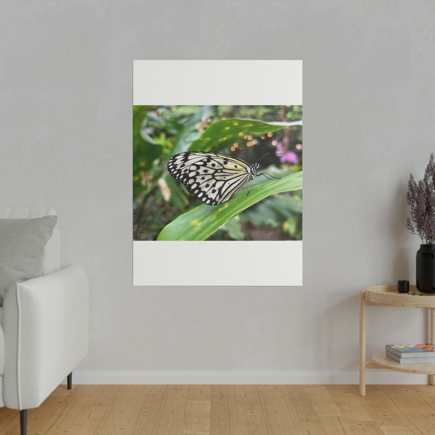 Black and White Butterfly on Matte Canvas, Stretched, 0.75"