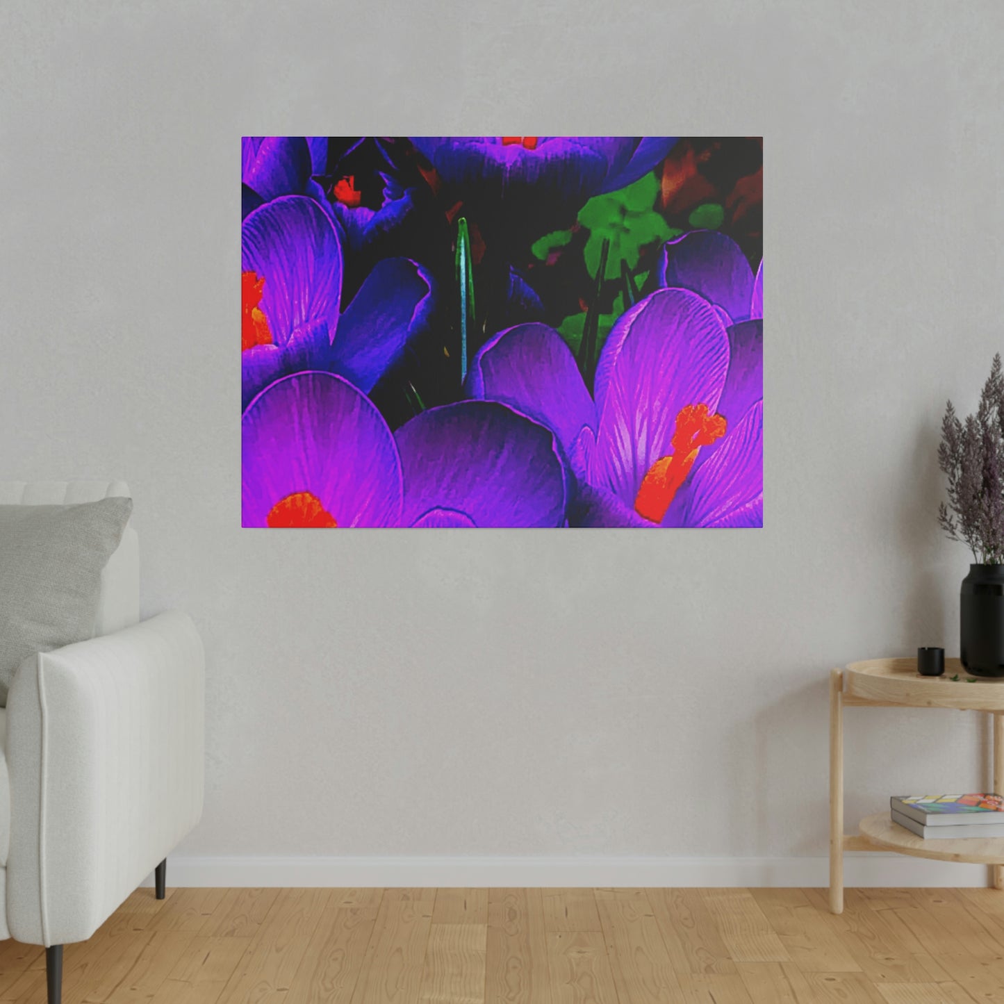 Purple Flowers on Matte Canvas, Stretched, 0.75"