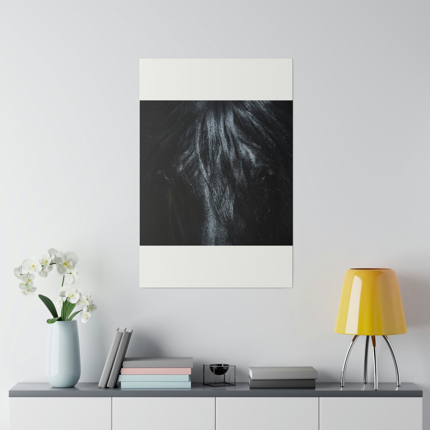 Black horse Face on Matte Canvas, Stretched, 0.75"