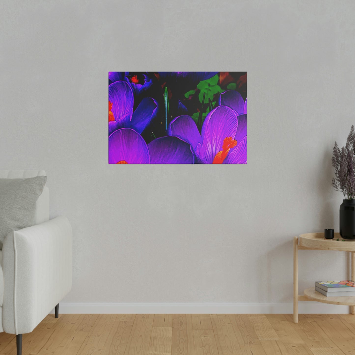 Purple Flowers on Matte Canvas, Stretched, 0.75"