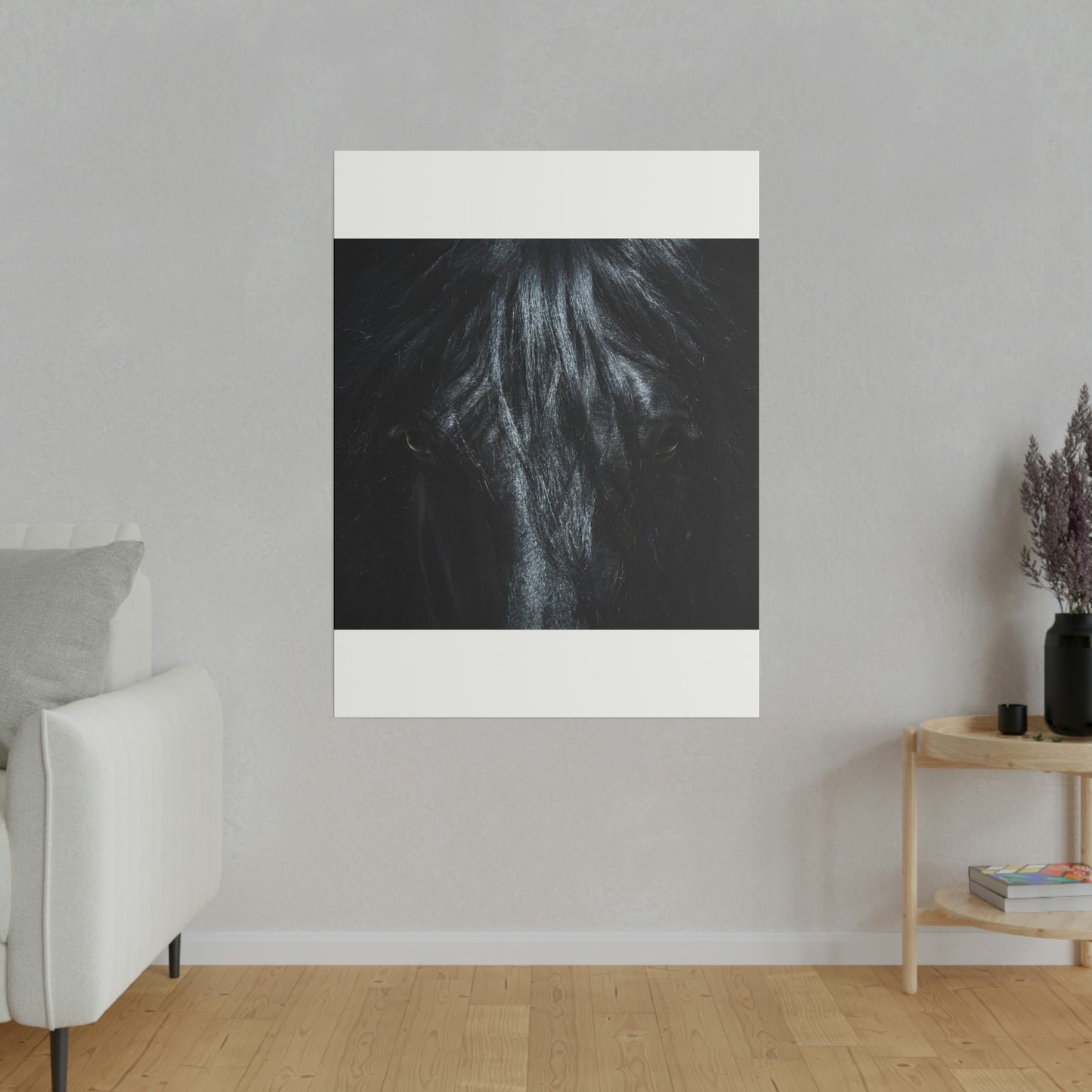 Black horse Face on Matte Canvas, Stretched, 0.75"