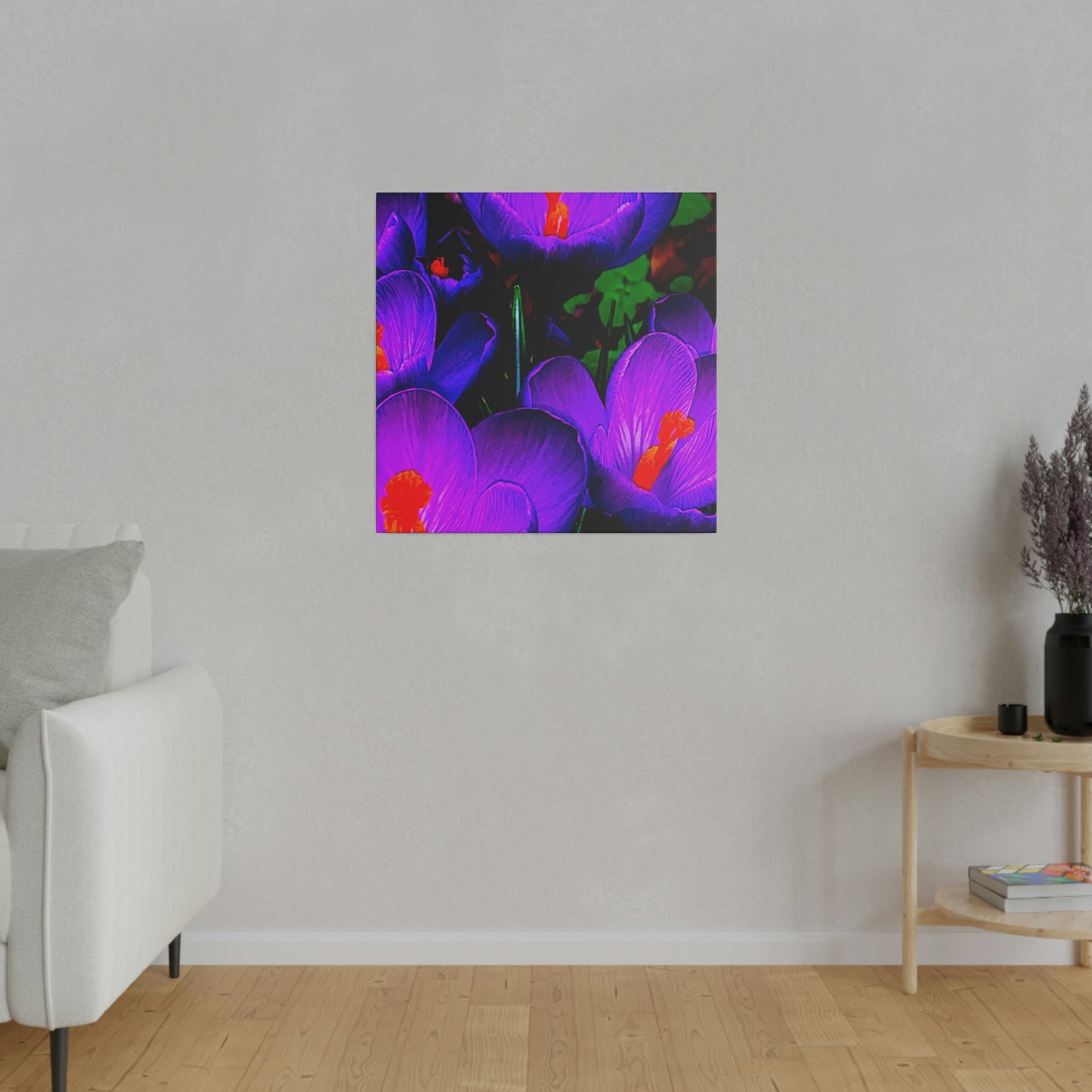 Purple Flowers on Matte Canvas, Stretched, 0.75"