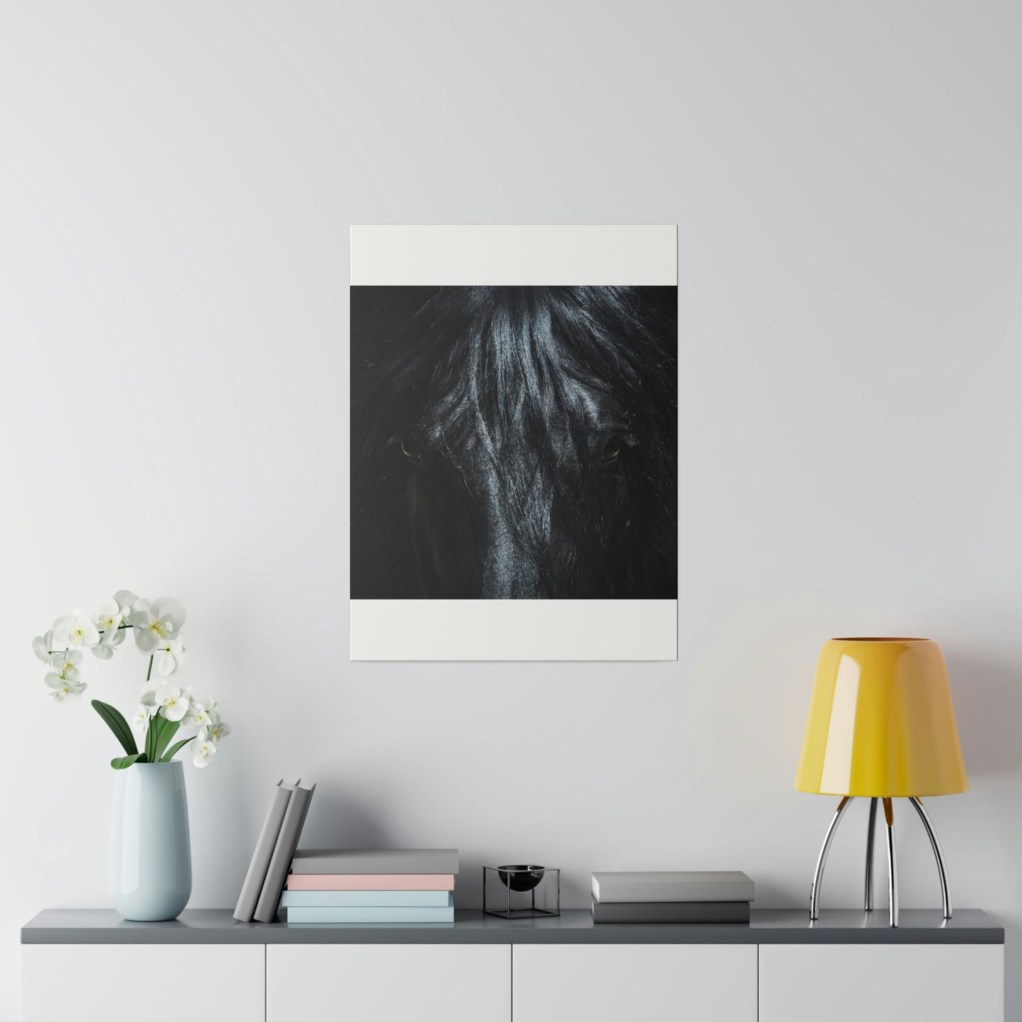 Black horse Face on Matte Canvas, Stretched, 0.75"