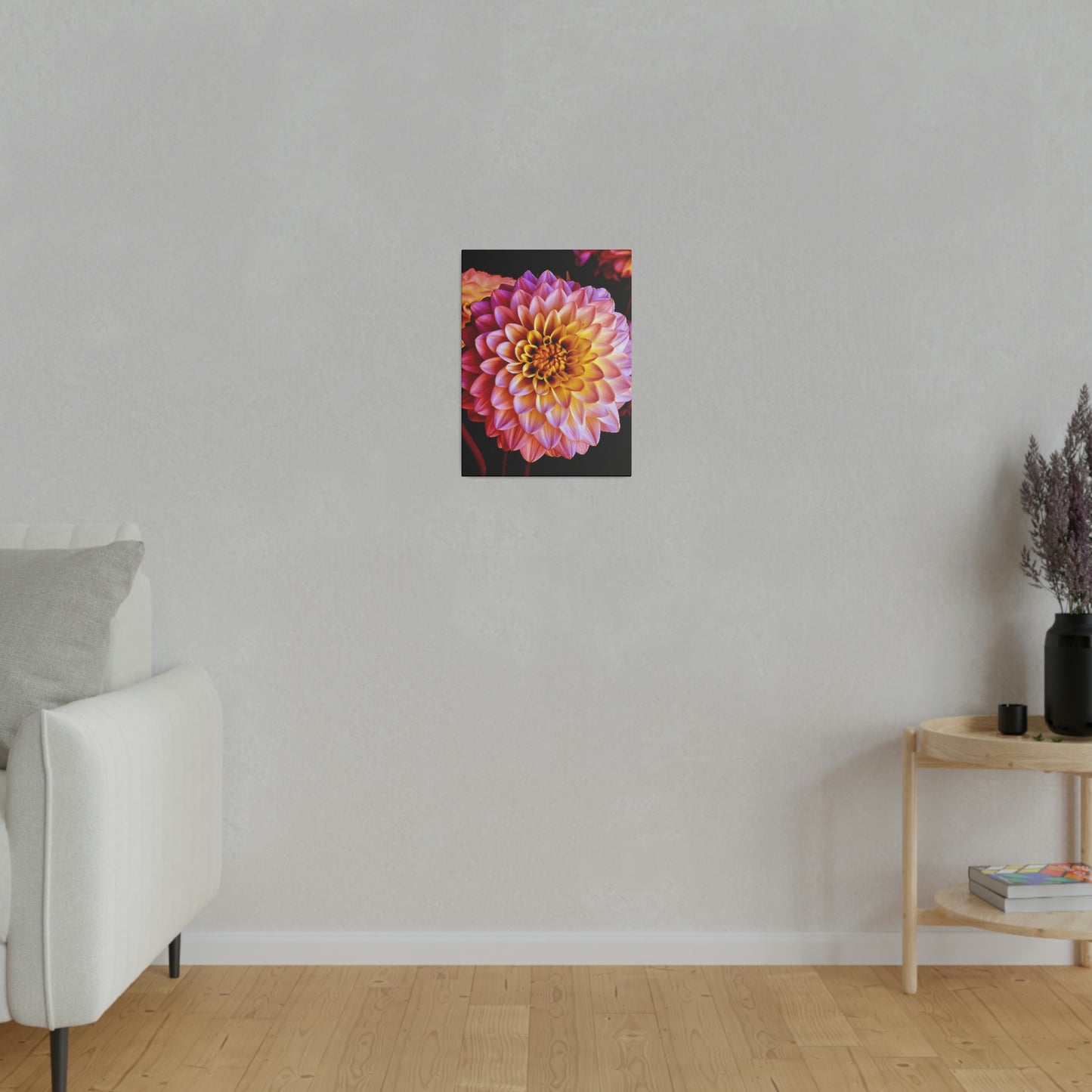 Colorful Dahlia on Matte Canvas, Stretched, 0.75"