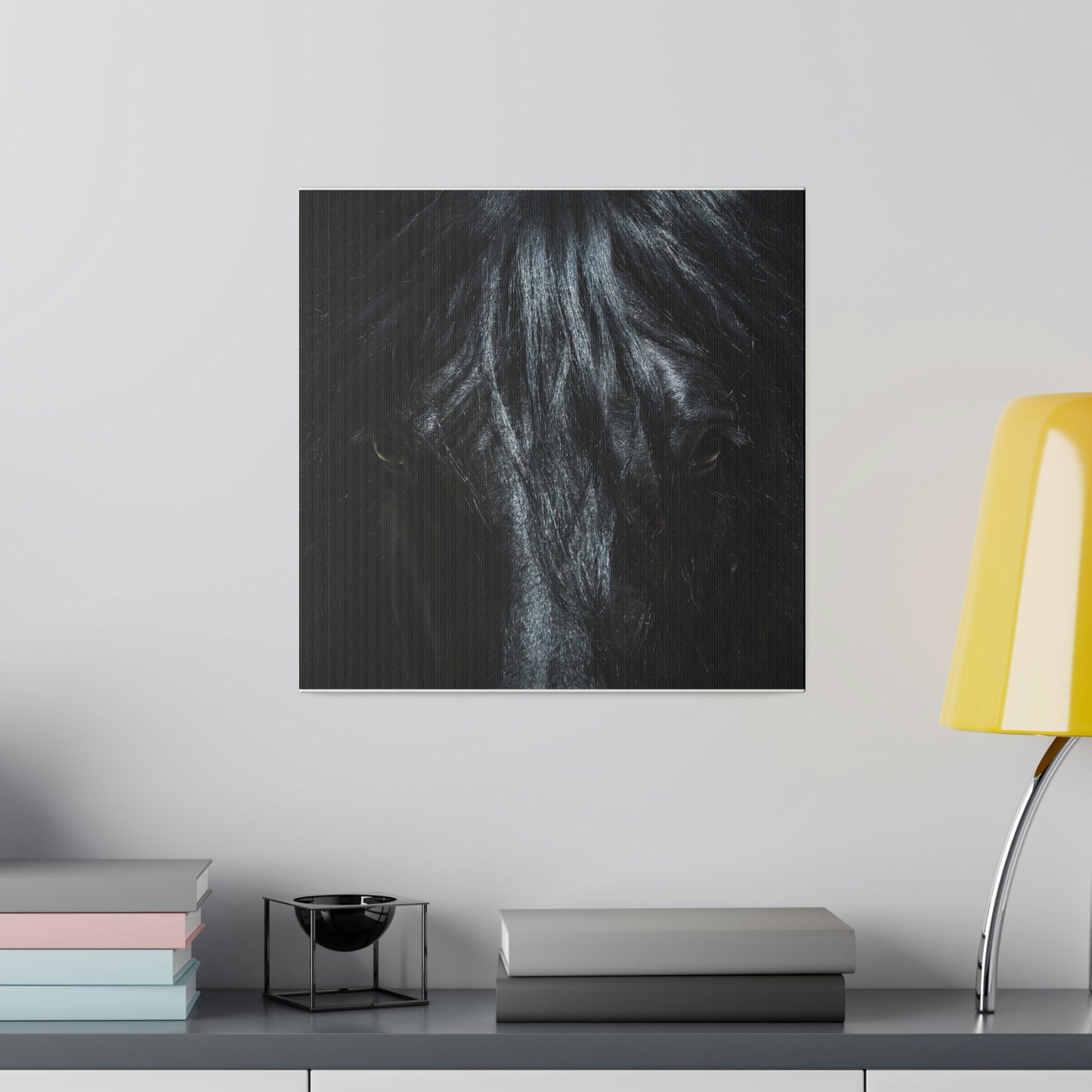 Black horse Face on Matte Canvas, Stretched, 0.75"