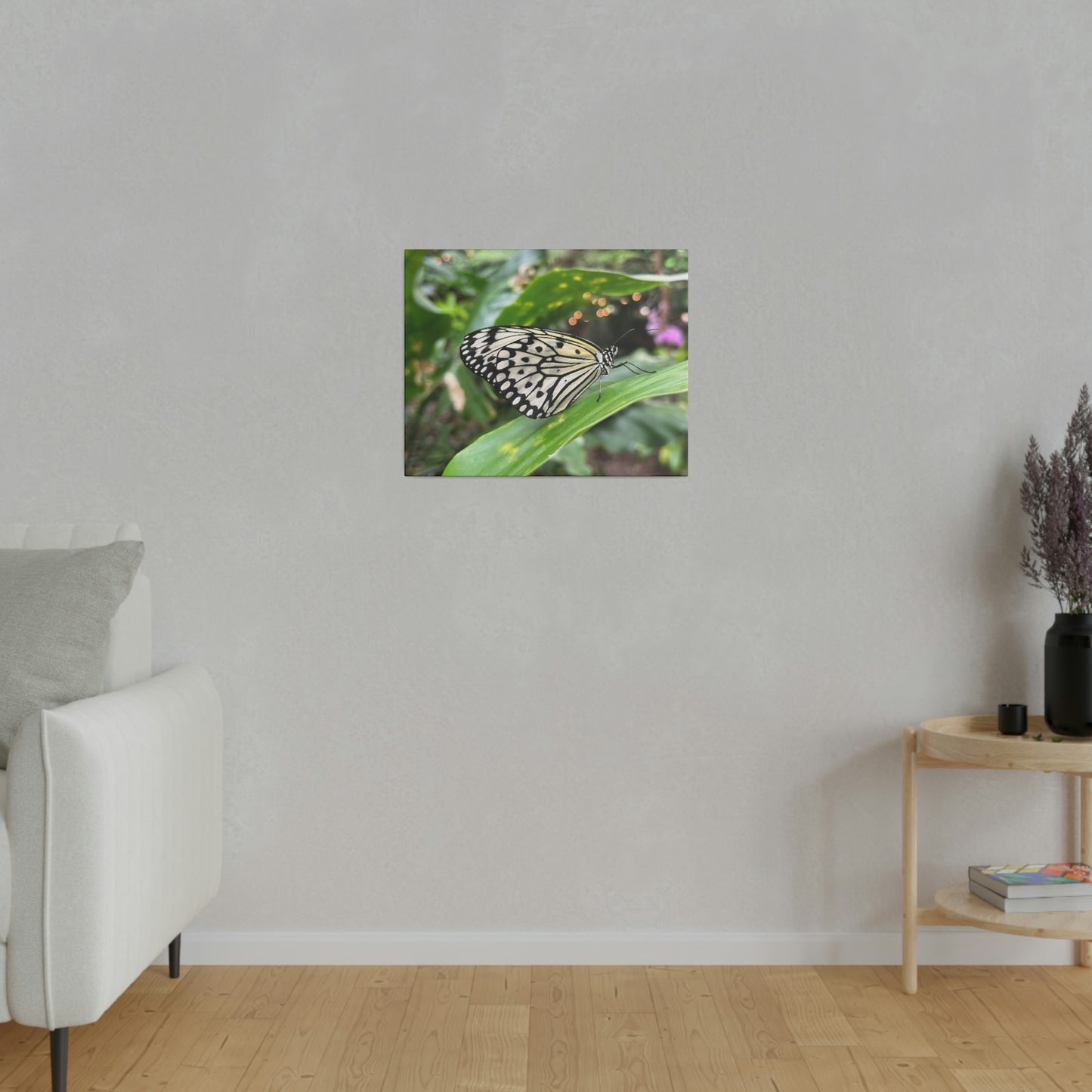 Black and White Butterfly on Matte Canvas, Stretched, 0.75"