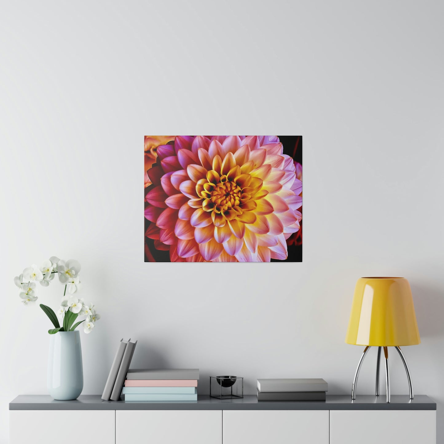 Colorful Dahlia on Matte Canvas, Stretched, 0.75"