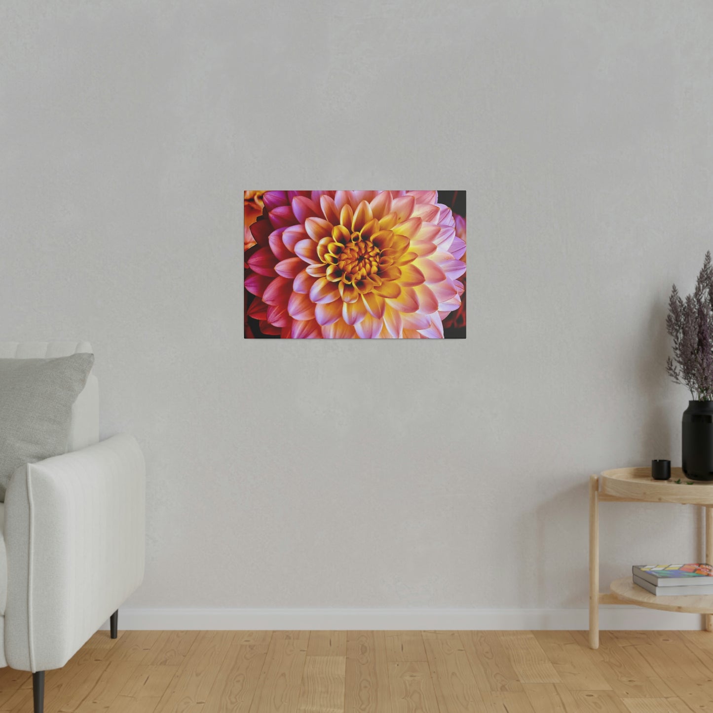 Colorful Dahlia on Matte Canvas, Stretched, 0.75"