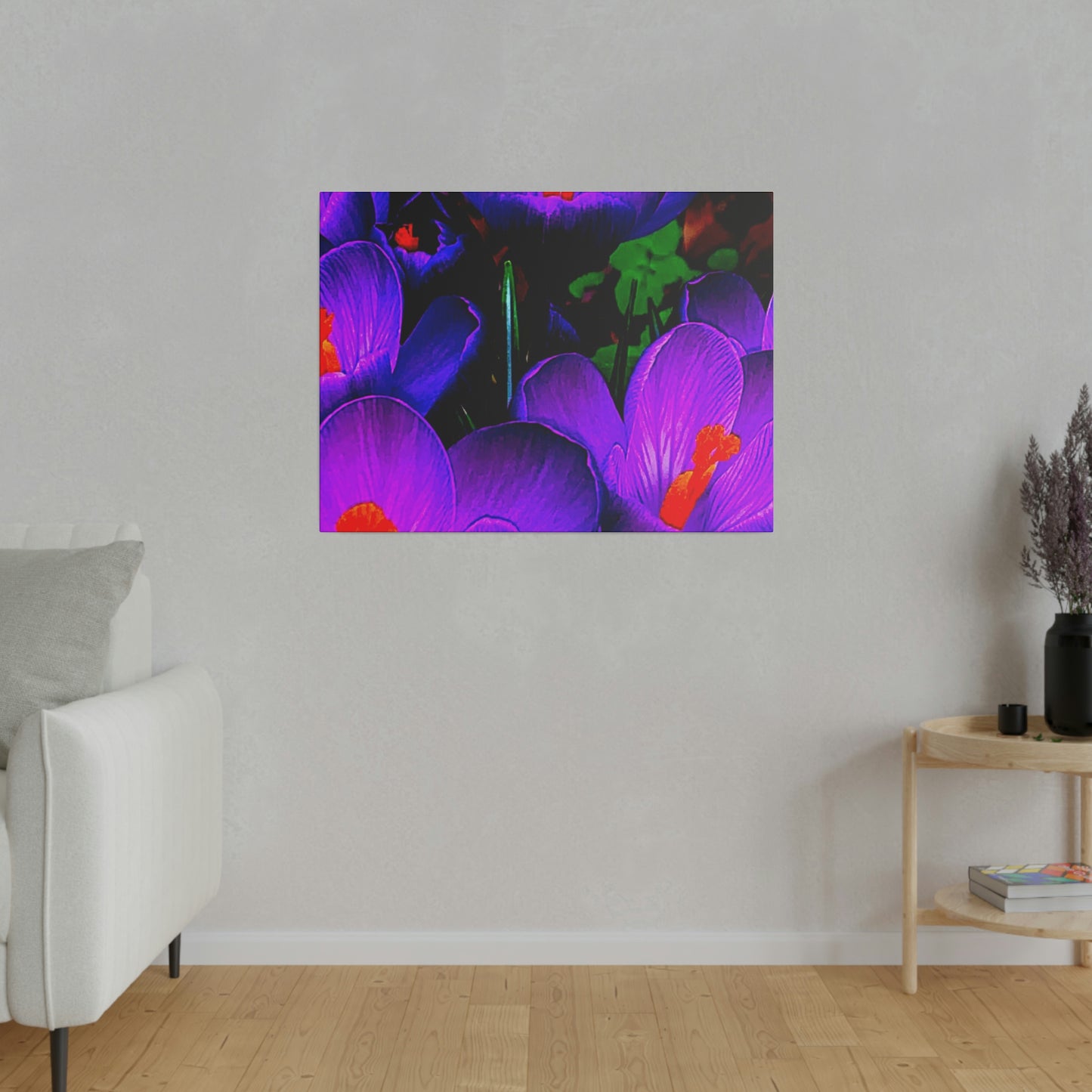 Purple Flowers on Matte Canvas, Stretched, 0.75"