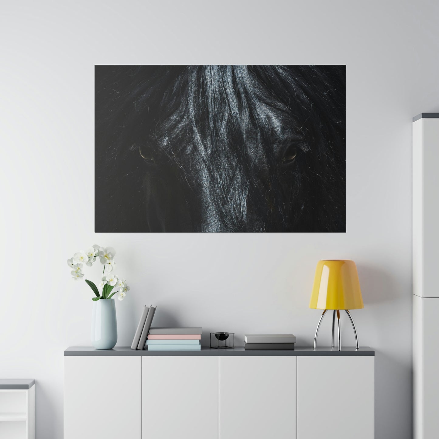 Black horse Face on Matte Canvas, Stretched, 0.75"