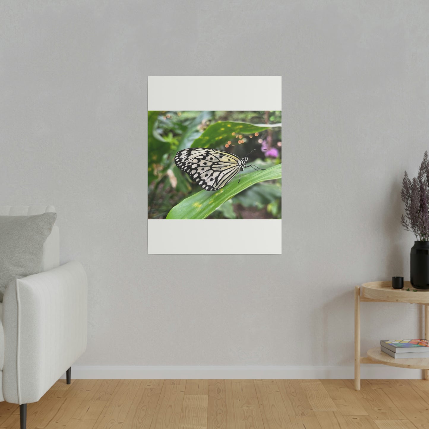 Black and White Butterfly on Matte Canvas, Stretched, 0.75"