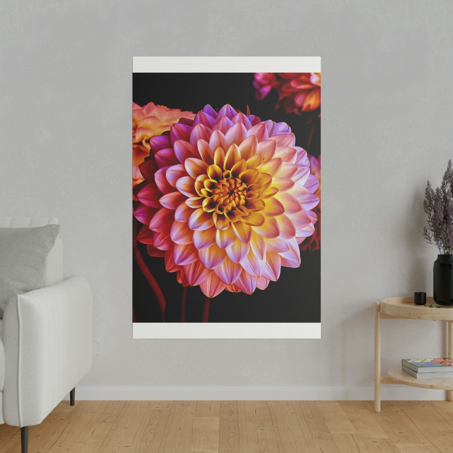 Colorful Dahlia on Matte Canvas, Stretched, 0.75"