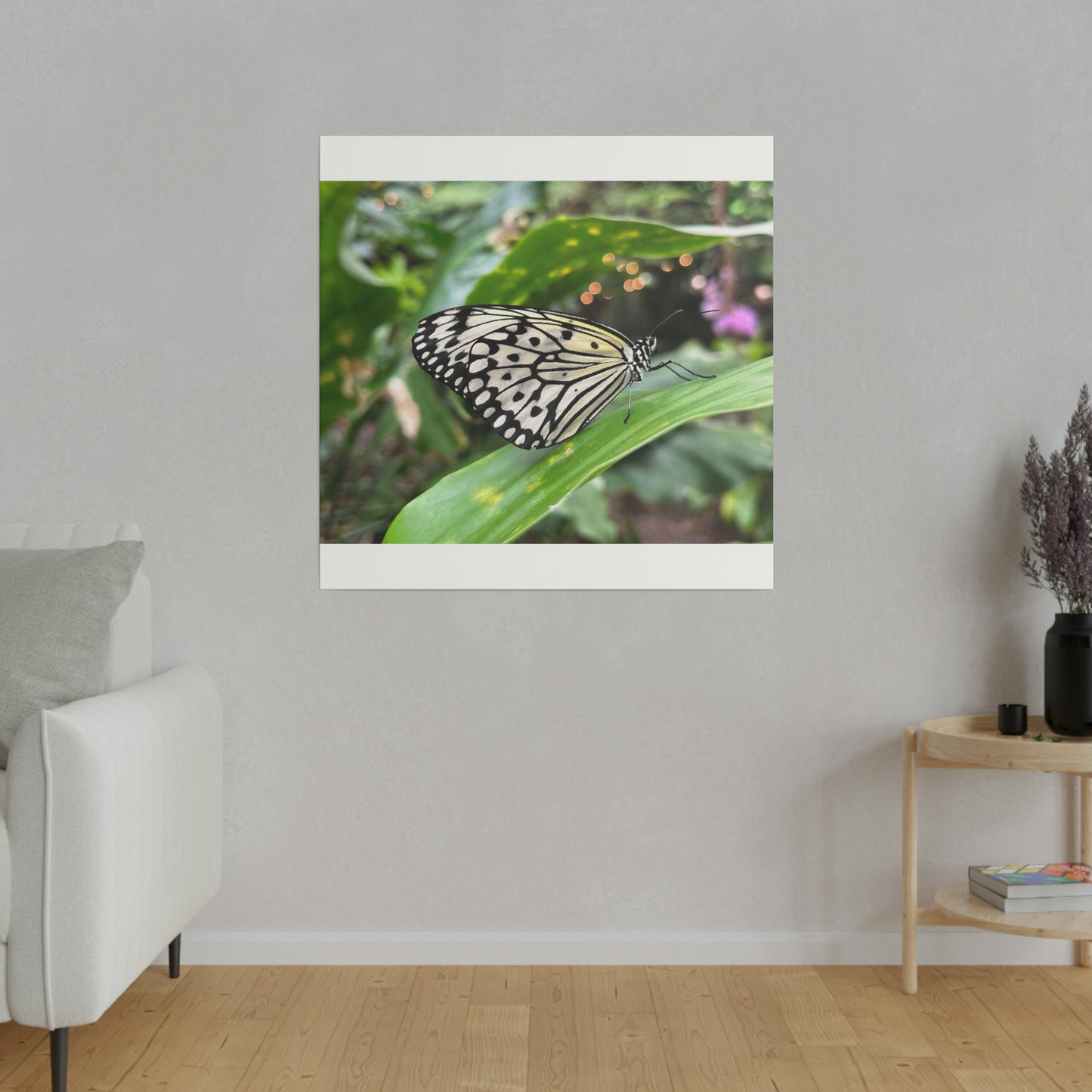 Black and White Butterfly on Matte Canvas, Stretched, 0.75"