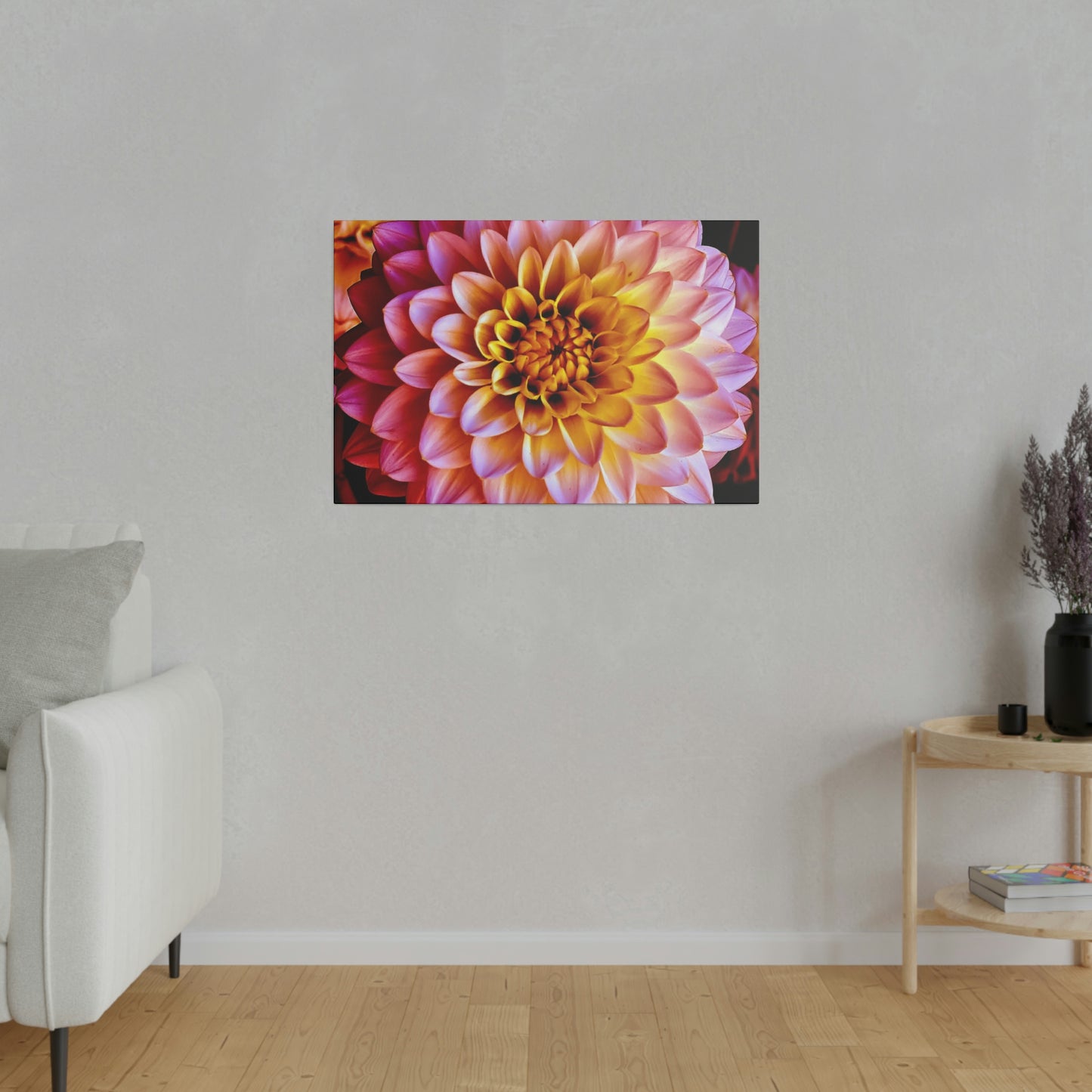 Colorful Dahlia on Matte Canvas, Stretched, 0.75"