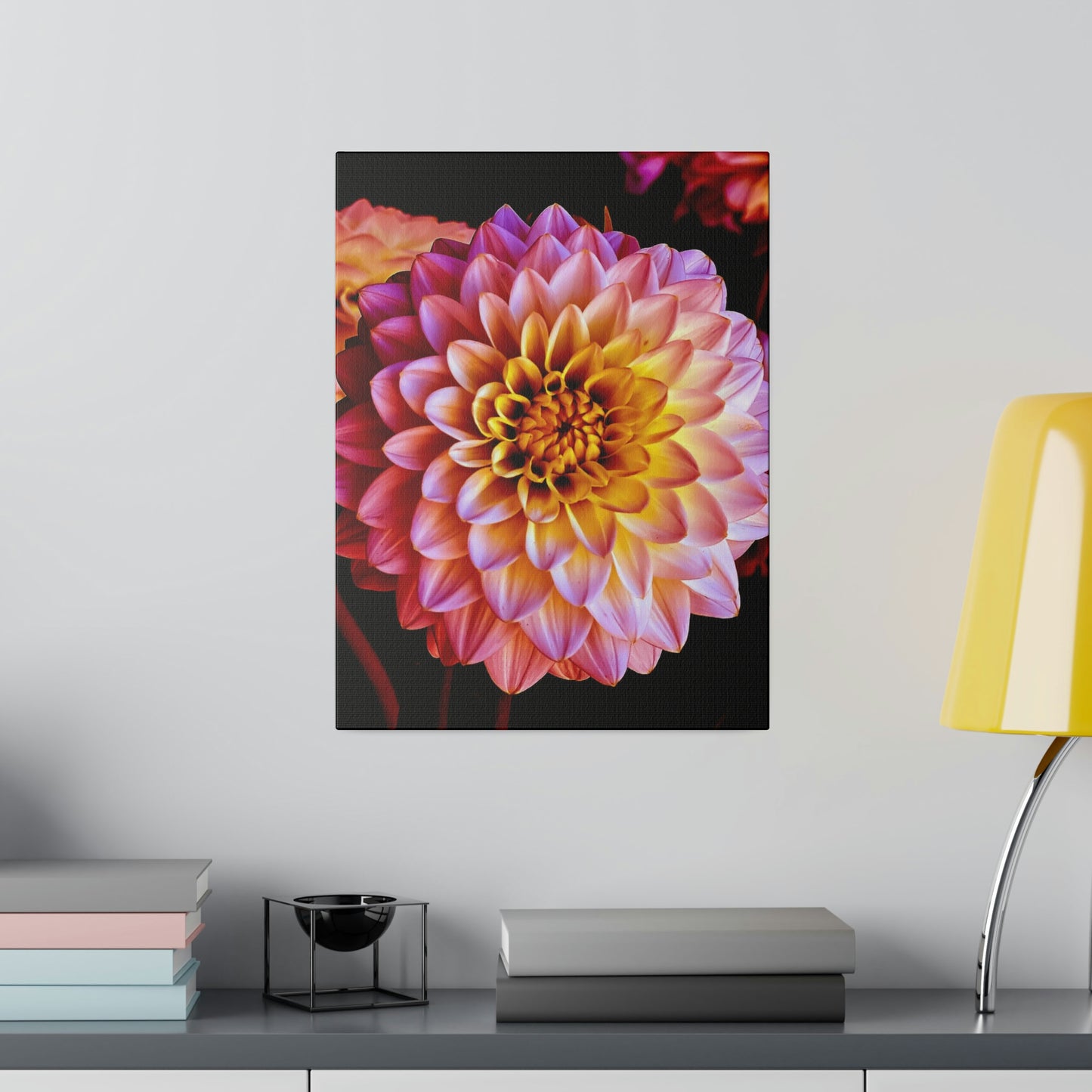 Colorful Dahlia on Matte Canvas, Stretched, 0.75"