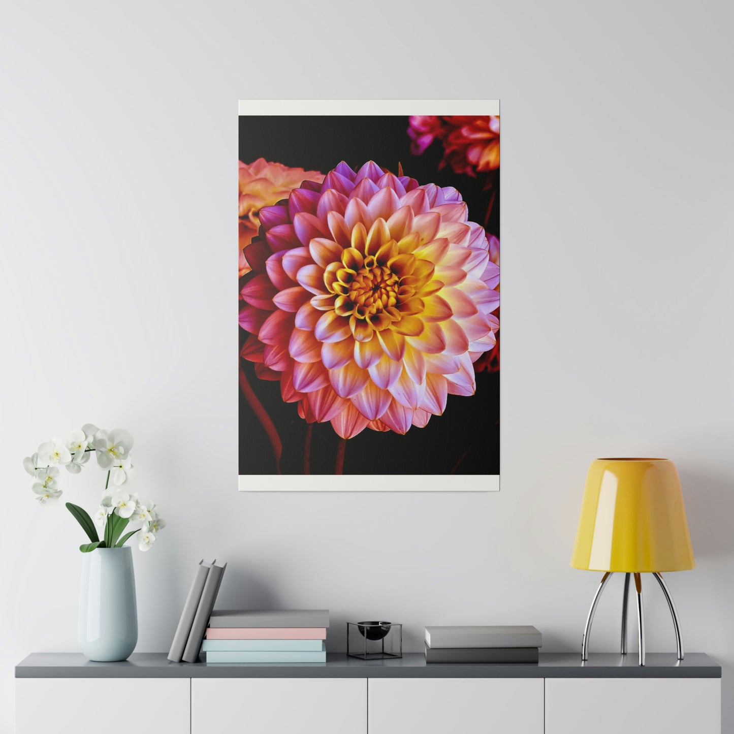 Colorful Dahlia on Matte Canvas, Stretched, 0.75"