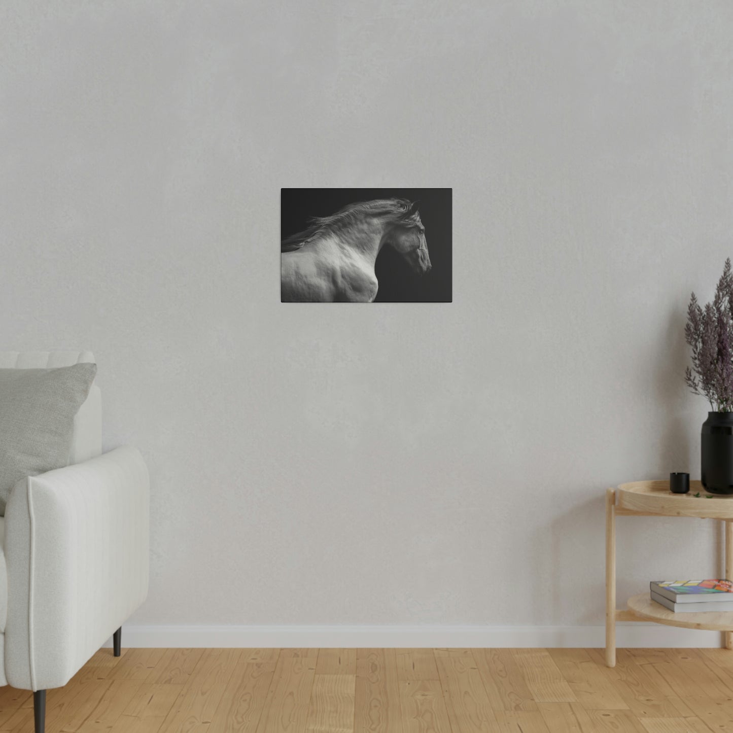 Black and White Horse on Matte Canvas, Stretched, 0.75"