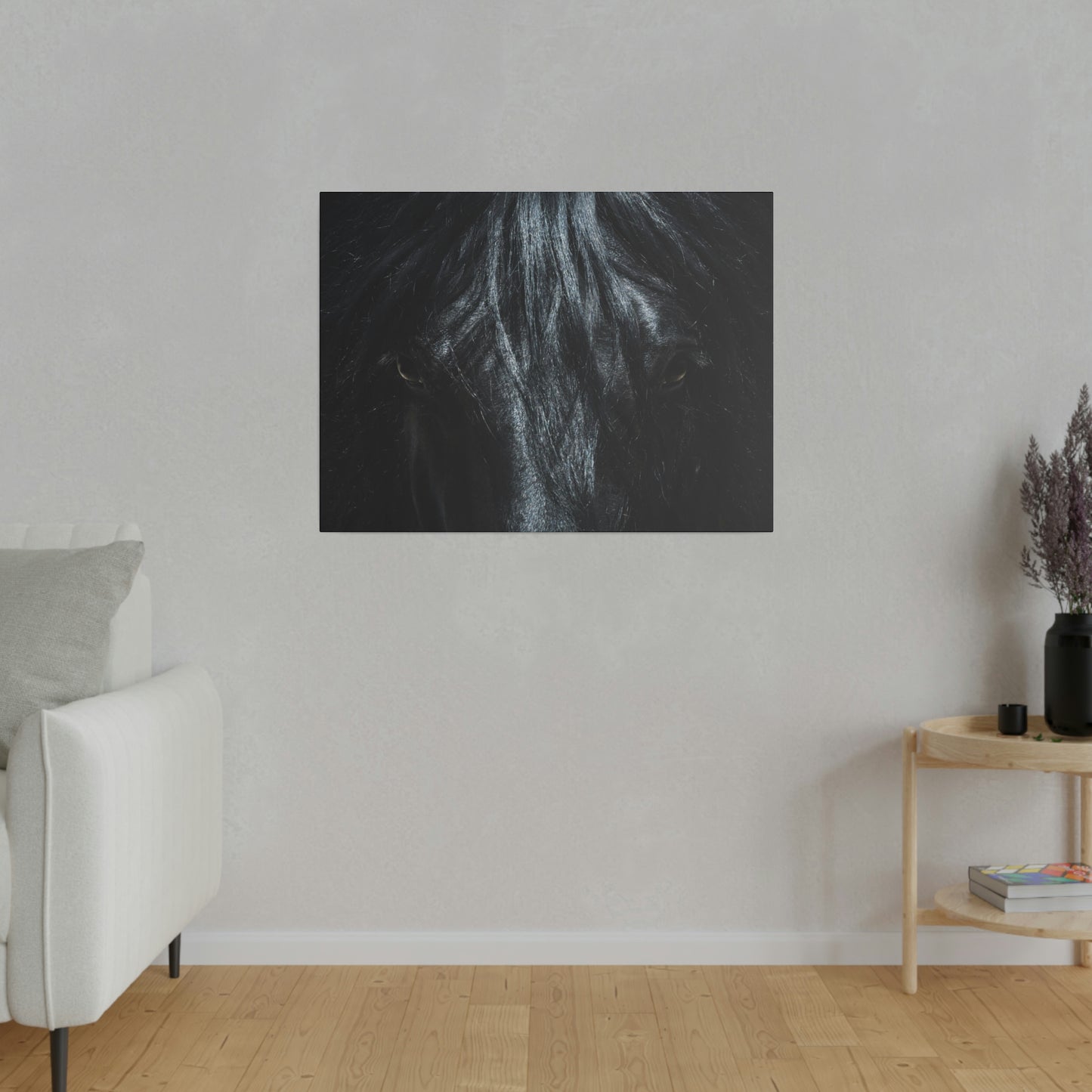 Black horse Face on Matte Canvas, Stretched, 0.75"