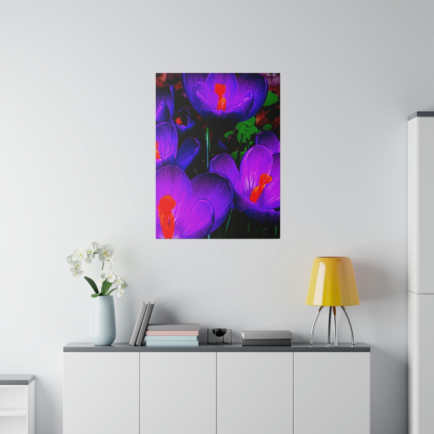 Purple Flowers on Matte Canvas, Stretched, 0.75"