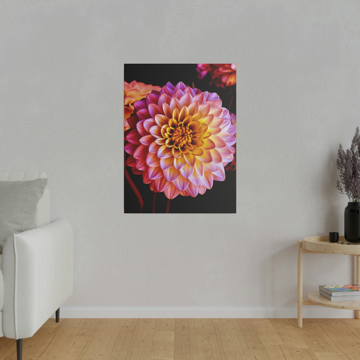 Colorful Dahlia on Matte Canvas, Stretched, 0.75"