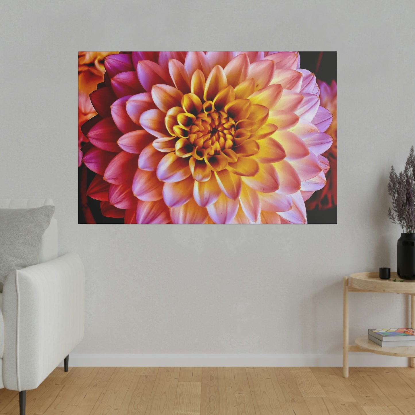 Colorful Dahlia on Matte Canvas, Stretched, 0.75"