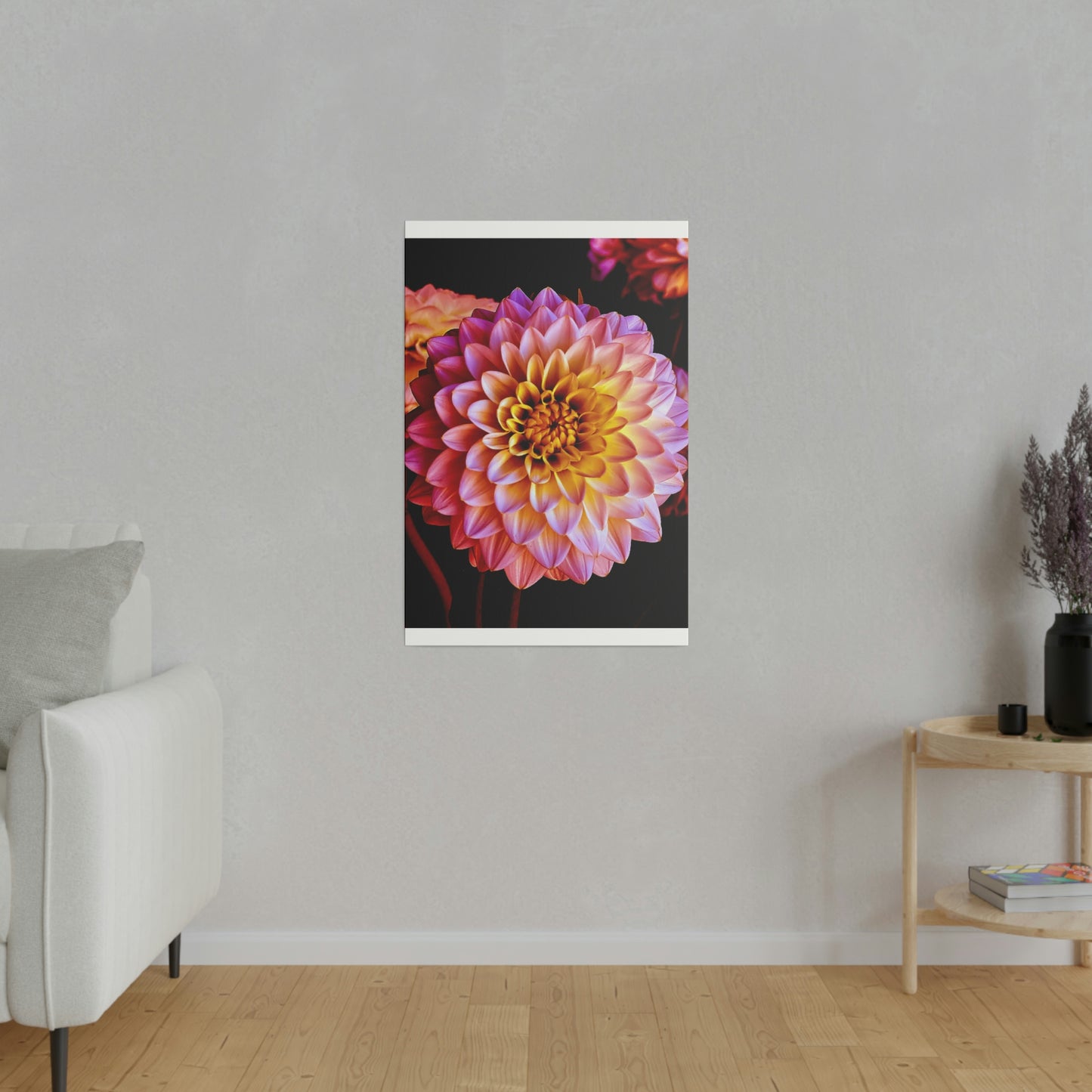 Colorful Dahlia on Matte Canvas, Stretched, 0.75"