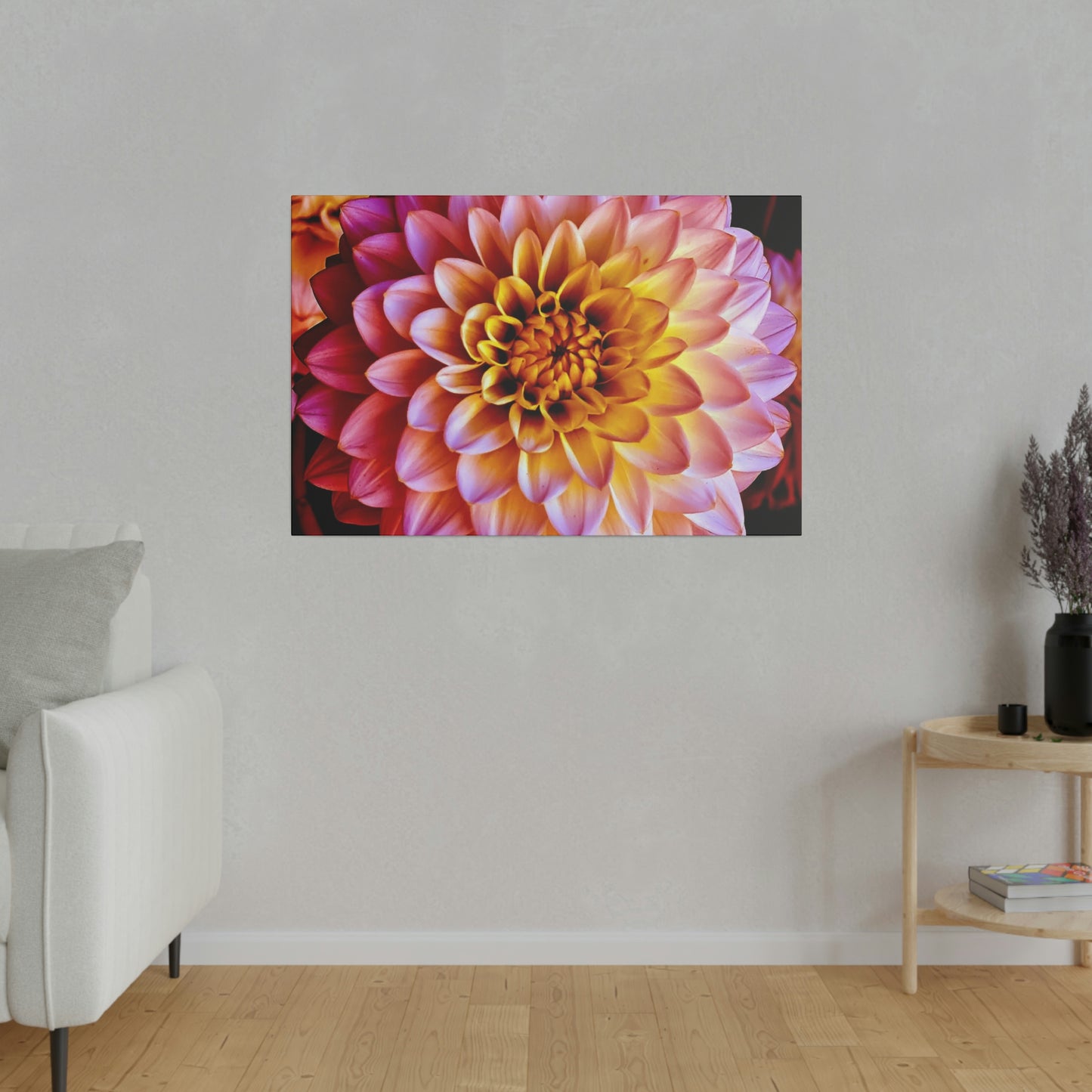 Colorful Dahlia on Matte Canvas, Stretched, 0.75"