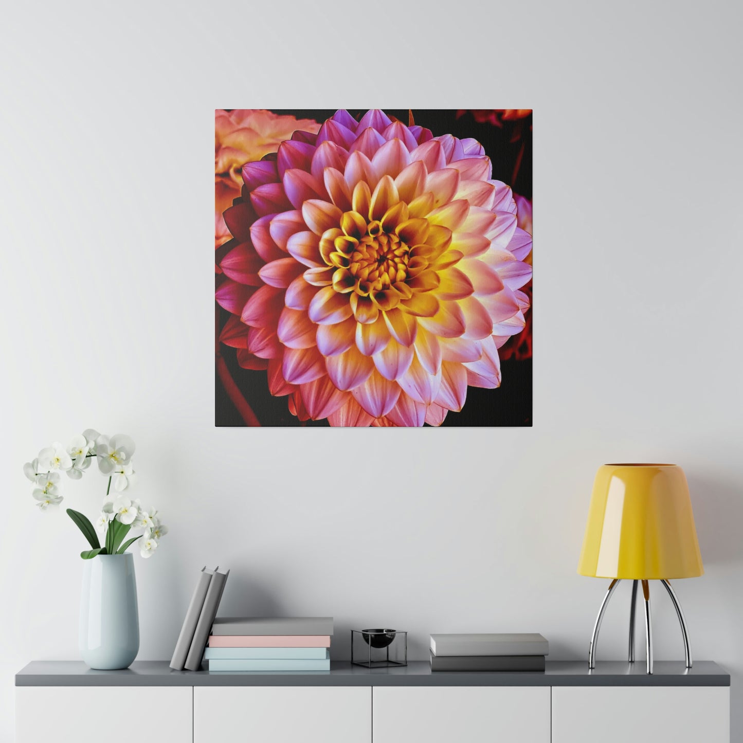 Colorful Dahlia on Matte Canvas, Stretched, 0.75"